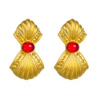 Resin Earring, Tibetan Style, with Resin, gold color plated, fashion jewelry & for woman, more colors for choice, 52x26mm, Sold By Pair