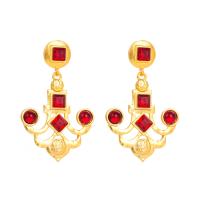 Rhinestone Earring Zinc Alloy with Resin Rhinestone gold color plated fashion jewelry & for woman Sold By Pair