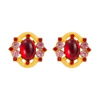 Rhinestone Earring Zinc Alloy with Resin gold color plated fashion jewelry & for woman & with rhinestone Sold By Pair