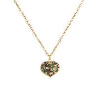 Titanstahl Halskette, mit Verlängerungskettchen von 5cm, goldfarben plattiert, Modeschmuck & für Frau & mit Glas Strass & Emaille, keine, Länge:39 cm, verkauft von PC