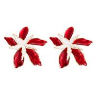 Tibetan Style Stud Earring, Flower, fashion jewelry & for woman & enamel, more colors for choice, 60x58mm, Sold By Pair