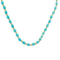 Fashion Turquoise Necklace, with Titanium Steel, with 5cm extender chain, fashion jewelry & different styles for choice & for woman, two different colored, Sold Per 40 cm Strand