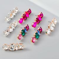 Kolczyk z kryształem górskim, Stop cynku, Powlekane, biżuteria moda & dla kobiety & ze szklanym kamieniem, dostępnych więcej kolorów, 41x15mm, sprzedane przez para