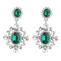Rhinestone Earring Zinc Alloy silver color plated fashion jewelry & for woman & with glass rhinestone & with rhinestone two different colored Sold By Pair