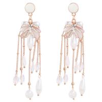 Fashion Fringe Earrings Zinc Alloy with ABS Plastic Pearl & Acrylic gold color plated fashion jewelry & for woman & enamel two different colored Sold By Pair