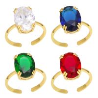 Sześciennych cyrkon Brass Ring Finger, Mosiądz, wysokiej jakości chromowana i nigdy nie znikną, Regulowane & biżuteria moda & mikro utorować cyrkonia & dla kobiety, dostępnych więcej kolorów, 14x18mm, sprzedane przez PC