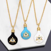 Evil Eye Jewelry Necklace Brass with 5 extender chain Light Bulb 18K gold plated fashion jewelry & micro pave cubic zirconia & for woman & enamel Length 45 cm Sold By PC