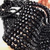 Gemstone Jewelry Beads, Schorl, Square, polished, Star Cut Faceted & DIY & different size for choice, black, Length:38 cm, Sold By PC