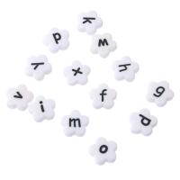 Alphabet Acryl Perlen, Blume, DIY & verschiedene Muster für Wahl & Emaille, keine, 11x11x4mm, Bohrung:ca. 2mm, verkauft von Tasche