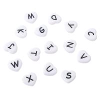 Alphabet Acryl Perlen, Herz, DIY & verschiedene Muster für Wahl & Emaille, keine, 11.50x10.50x4mm, Bohrung:ca. 2mm, verkauft von Tasche