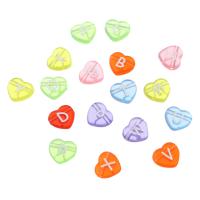 Акриловые бусины с буквами, Акрил, Сердце, DIY & различные модели для выбора & эмаль, Много цветов для выбора, 11.50x10.50x4mm, отверстие:Приблизительно 2mm, продается сумка