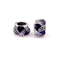 Zinc Alloy European Beads silver color plated DIY & epoxy gel blue nickel lead & cadmium free Approx Sold By Bag