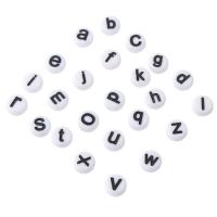 Perles acrylique alphabet, Plat rond, DIY & modèles différents pour le choix & émail, plus de couleurs à choisir, 7x7x3.50mm, Trou:Environ 1mm, Vendu par sac