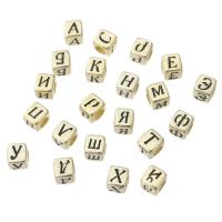 Alphabet Acryl Perlen, Quadrat, DIY & verschiedene Muster für Wahl & Emaille, keine, 6x6x6mm, Bohrung:ca. 3mm, verkauft von Tasche