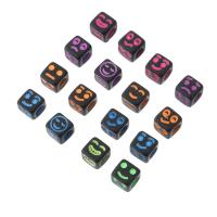 Acryl Schmuck Perlen, Quadrat, DIY & verschiedene Muster für Wahl & Emaille, keine, 6x6x6mm, Bohrung:ca. 3mm, verkauft von Tasche