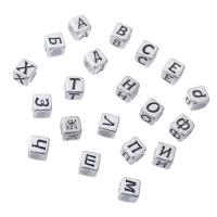 Alphabet Acryl Perlen, Quadrat, DIY & verschiedene Muster für Wahl & Emaille, keine, 6x6x6mm, Bohrung:ca. 3mm, verkauft von Tasche