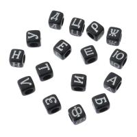 Alphabet Acrylic Beads, Square, DIY & different designs for choice & enamel, more colors for choice, 6x6x6mm, Hole:Approx 3mm, Sold By Bag