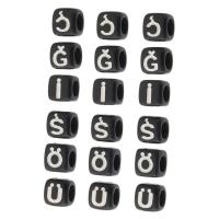 Alphabet Acryl Perlen, Quadrat, DIY & verschiedene Muster für Wahl & Emaille, keine, 5x6x6mm, Bohrung:ca. 3mm, verkauft von Tasche