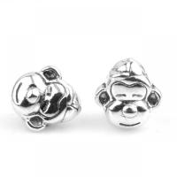 Zinc Alloy European Beads Monkey silver color plated DIY nickel lead & cadmium free Approx Sold By Bag