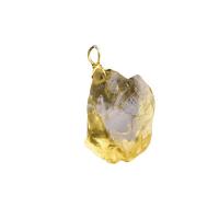 perles de citrine Pendentif, avec fil en laiton, pepite, Placage de couleur d'or, bijoux de mode, Jaune, 20-30mm, Vendu par PC