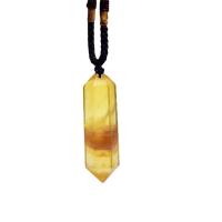 Citrine Necklace, with Nylon Cord, Conical, fashion jewelry, yellow, 40-50mm, Length:15.75 Inch, Sold By PC