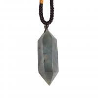 Labradorite Necklace, with Nylon Cord, Conical, fashion jewelry, 40-50mm, Length:15.75 Inch, Sold By PC