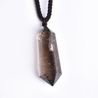 Quartz Necklace, Smoky Quartz, with Nylon Cord, Conical, fashion jewelry & Unisex, 30-50mm, Length:15.75 Inch, Sold By PC