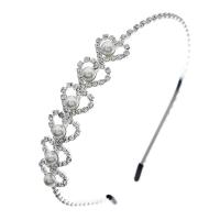 Haarreif, Zinklegierung, mit Kunststoff Perlen, silberfarben plattiert, für Frau & mit Strass, Silberfarbe, frei von Nickel, Blei & Kadmium, 125x20mm, verkauft von PC
