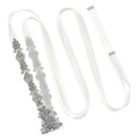 Seide Strumpfgürtel, mit Strass & Kunststoff Perlen, handgemacht, Hochzeitsgeschenk & für Frau, Silberfarbe, 430x55mm, verkauft von PC