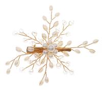 Alligator Hair Clip Zinc Alloy with brass wire & Crystal & Plastic Pearl gold color plated wedding gift & for woman golden nickel lead & cadmium free Sold By PC