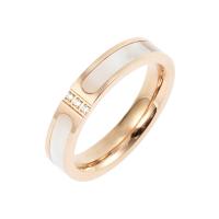Titanium Steel Finger Ring, with Shell, 18K gold plated, Unisex & different size for choice & with rhinestone, more colors for choice, Sold By PC