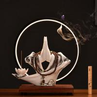 Backflow Incense Burner, Porcelain, handmade, for home and office & durable & with LED light & multifunctional & different styles for choice, Sold By PC