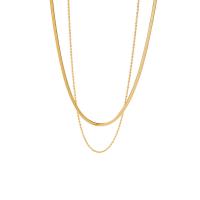 Multi Layer Necklace, 304 Stainless Steel, with 1.97inch extender chain, 18K gold plated, Double Layer & fashion jewelry & for woman, golden, Sold Per Approx 15.75 Inch, Approx 17.32 Inch Strand
