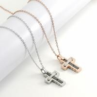 Stainless Steel Jewelry Necklace, 316L Stainless Steel, with Porcelain, Cross, polished, fashion jewelry & for woman, more colors for choice, 18x25mm, Sold Per Approx 17.72 Inch Strand