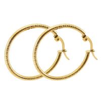 Acier inoxydable Levier Retour Earring, Acier titane, Plaqué or 18K, bijoux de mode & pour femme, doré, 30x30mm, Vendu par paire