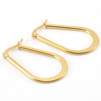 Stainless Steel Lever Back Earring, Titanium Steel, 18K gold plated, fashion jewelry & for woman, golden, 21x34mm, Sold By Pair