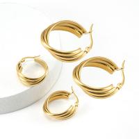 Stainless Steel Lever Back Earring Titanium Steel 18K gold plated fashion jewelry & for woman golden Sold By Pair