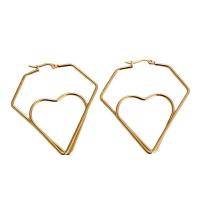 Stainless Steel Lever Back Earring, 316L Stainless Steel, 18K gold plated, fashion jewelry & for woman, golden, 50x30mm, Sold By Pair
