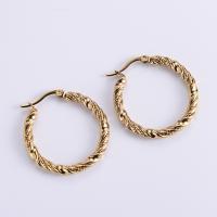 Stainless Steel Hoop Earring, 316L Stainless Steel, 18K gold plated, fashion jewelry & for woman, golden, 30mm, Sold By Pair