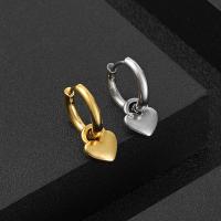 Stainless Steel Drop Earring, 316L Stainless Steel, Heart, machine polished, fashion jewelry & Unisex, more colors for choice, 10.7mm,10mm, Sold By PC