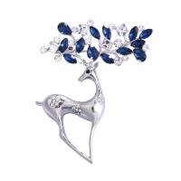 Crystal Brooch, Tibetan Style, with Crystal, Deer, fashion jewelry & for woman & with rhinestone, more colors for choice, nickel, lead & cadmium free, 44x56mm, Sold By PC
