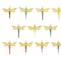 Cirkónia mikro Pave Sárgaréz Medál, Dragonfly, arany színű aranyozott, DIY & mikro egyengetni cirkónia & zománc, több színt a választás, nikkel, ólom és kadmium mentes, 34.50x31.30mm, Által értékesített PC