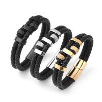 Bracelets cordon PU, cuir PU, avec Acier inoxydable 304, bijoux de mode & longueur différente pour le choix & pour homme, plus de couleurs à choisir, Vendu par PC