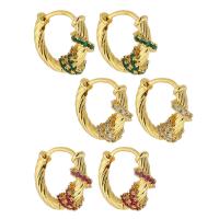 Cubic Zirconia Micro Pave Brass Earring, gold color plated, fashion jewelry & micro pave cubic zirconia & for woman, more colors for choice, nickel, lead & cadmium free, 5x14x16mm, Sold By Pair