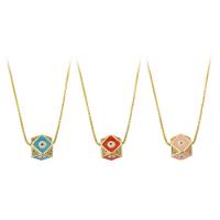 Evil Eye Jewelry Necklace Brass Cube gold color plated fashion jewelry & adjustable & micro pave cubic zirconia & enamel nickel lead & cadmium free 1mm Length 20 Inch Sold By PC