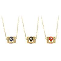 Evil Eye Jewelry Necklace, Brass, Column, gold color plated, fashion jewelry & evil eye pattern & adjustable & micro pave cubic zirconia & enamel, more colors for choice, nickel, lead & cadmium free, 11x9.5x9.5mm,1mm, Length:19.5 Inch, Sold By PC