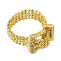 Cubic Zirconia Micro Pave Brass Ring gold color plated fashion jewelry & adjustable golden nickel lead & cadmium free Sold By PC