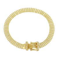 Bracelets en laiton, Placage de couleur d'or, bijoux de mode & réglable, doré, protéger l'environnement, sans nickel, plomb et cadmium, 16x11x5.5mm,6mm, Longueur:8 pouce, Vendu par PC