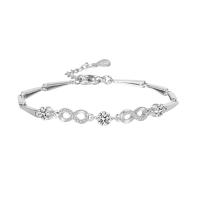 Cubic Zirconia Micro Pave Brass Bracelet, with 4cm extender chain, platinum color plated, fashion jewelry & adjustable & micro pave cubic zirconia & for woman, platinum color, nickel, lead & cadmium free, Length:Approx 16.5 cm, Sold By PC