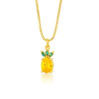 Cubic Zircon Micro Pave Brass Necklace Fruit gold color plated & micro pave cubic zirconia & for woman 500mm Sold By PC